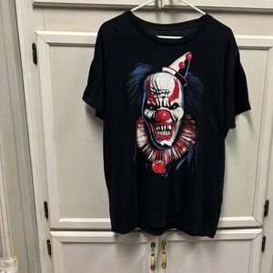 Celebrate Halloween T-Shirt Black Creepy Clown Graphic Tee Mens L Scary